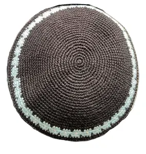 다크 브라운 DMC 100% 면 Kippah Yarmulke kippah 모자, 전통적인 손으로 뜨개질 유대인 Kippah,Kippah 도매