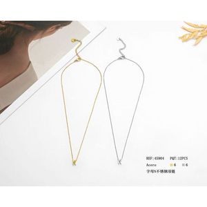 Collana con lettera N in acciaio inossidabile, catena da 6 pollici per donna, gioielli alla moda - Product Image 1