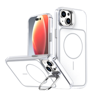 Étui de téléphone magnétique pour iPhone 14 Plus avec support d'appareil photo bicolore, compatible avec la charge sans fil, TPU + acrylique, coque de protection de haute qualité