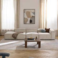 Canapé d'angle modulable en velours côtelé 4 places, style moderne et minimaliste, avec rembourrage en éponge, pour hôtels, villas, maisons et appartements