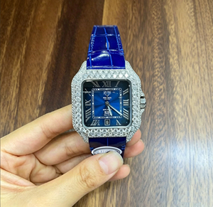 <span class=keywords><strong>Orologio</strong></span> Hip Hop con <span class=keywords><strong>Cinturino</strong></span> in <span class=keywords><strong>Pelle</strong></span> e Lunetta in Moissanite per Uomo, Impermeabile, con Diamanti, Meccanico <span class=keywords><strong>Automatico</strong></span> Fatto a Mano - Product Image 3