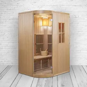 Wood Combination Series Steam Sauna Room 2 Person Living Room Hemlock Traditional Sauna Room With Harvia Stove Heater