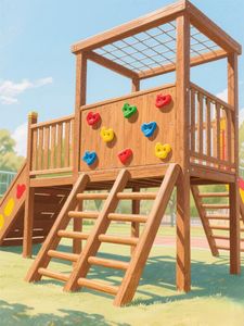 Khu vui chơi bằng gỗ dành cho trẻ em không có nguồn điện-Thiết bị leo trèo và trượt cho trẻ em thưởng thức trong công viên. - Product Image 5