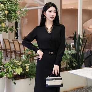 Lace Trimmed Collar Long Sleeve Shirt Women White Office Blouse Solid Color Poplin Fabric 2025 Spring Style - Product Image 3