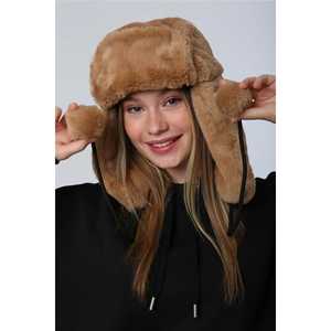 Gorro de Felpa Negro para Mujer con Pompón y Orejeras de Peluche, Accesorio para Parka 1103 - Product Image 3