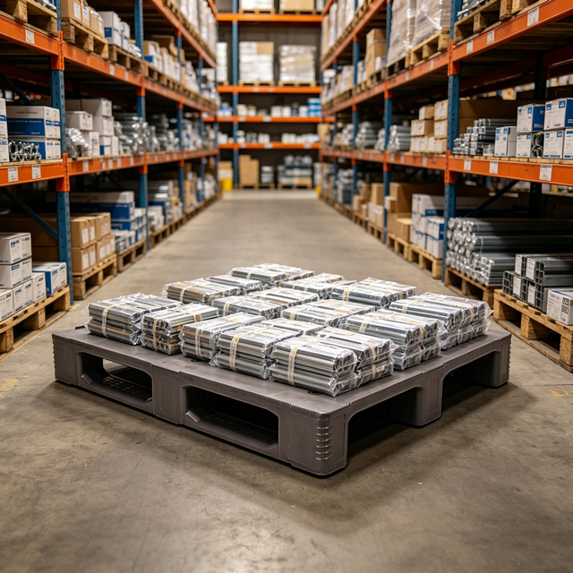 Double Sided Reinforced Plastic Pallet Nestable Durable HDPE Pallet for Rack Shelving and Forklift Handling