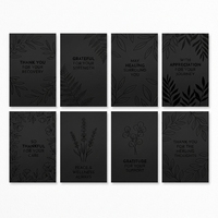 Tarjetas de Agradecimiento Personalizadas de 150x100mm, Papel Negro de 500GSM, Grabado en Relieve Incoloro con Hojas Botánicas
