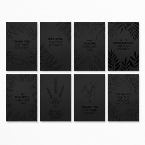 Cartes de remerciement bien-être personnalisées 150x100mm en carton noir 500GSM avec gaufrage à sec incolore motif feuille botanique - Product Image 3