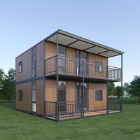 Maison conteneur portable à deux étages, extensible, résistante au vent, sûre, populaire, maison modulaire à toit plat à deux étages