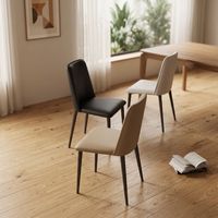 Chaise de salle à manger en cuir minimaliste moderne avec dossier confortable, table de salle à manger assortie pour une utilisation polyvalente dans le salon, la chambre et la maison