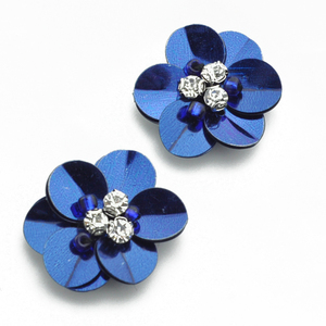 Parche <span class=keywords><strong>de</strong></span> diseño 3D con bordado <span class=keywords><strong>de</strong></span> flores azules pequeñas con cuentas, accesorios para prendas <span class=keywords><strong>de</strong></span> vestir, apliques bordados, parches con cuentas - Product Image 4
