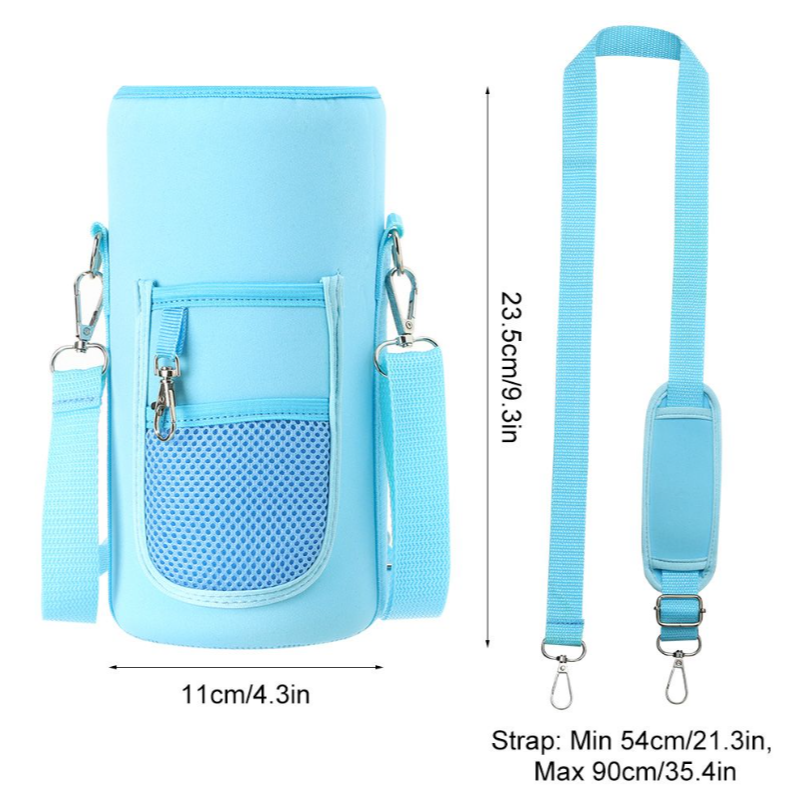 Domensi Magnetic Water Bottle Holder – Gym Bag Pouch With Phone Pocket, Silicone Towel Buckle & Sling, Dark Blue