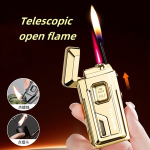 Briquet à gaz butane double flamme coupe-vent à jet rouge et peut prolonger le briquet à flamme douce - Product Image 3