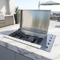 Barbecue de luxe haut de gamme en acier inoxydable à encastrer pour extérieur, gaz GPL/GN/Butane, brûleurs réglables, allumage électronique par impulsion