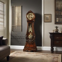 Horloge de sol en bois massif Hermle, mouvement mécanique allemand, triple sonnerie, design antique de luxe - Magnifique horloge pour salon