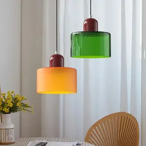 Luminaire coloré pour chambre à coucher, salle à manger, luminaire décoratif pour la maison, restaurant, petit lustre vintage en verre teinté - Product Image 3