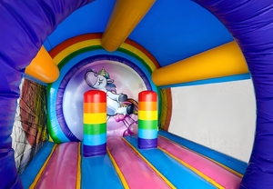 Città del Divertimento Gonfiabile per Bambini, Castello Gonfiabile, Mini Casa Rimbalzante, Castello Gonfiabile Unicorno Arcobaleno per Feste - Product Image 2