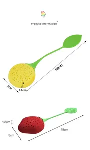 Lemon Strawberry Fruit Style Silicone Reusable <b>Infuser</b> Eco-Friendly <b>Tea</b> Bag Filter Tool With Stylish Steeper Gift - Product Image 3