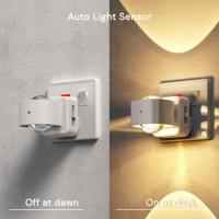 Projecteur LOHAS Veilleuse LED Moderne Super Lumineuse avec Capteur Crépusculaire, Boîtier Blanc, à Brancher pour Chambre à Coucher