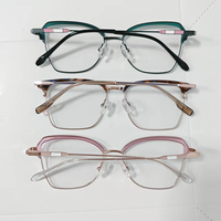 Monturas de Gafas de Titanio Puro Poligonal al por Mayor, Gafas Ópticas de Titanio Delgadas Multicolor para Prescripción, Stock a Granel