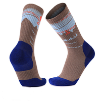 Chaussettes de sport et de randonnée en laine mérinos à rayures, avec logo personnalisé, en tissu éponge épais et respirant, avec bordure renforcée, haute qualité