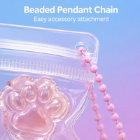 Porte-clés triple patte de chat souple en TPR transparent, jouet anti-stress rebondissant, mini breloque pour filles et adultes, vente en gros