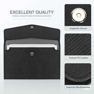 Cartella Portadocumenti in Pelle PU <span class=keywords><strong>A4</strong></span> Opaca, Organizzatore per Documenti, <span class=keywords><strong>Busta</strong></span> Portadocumenti con Chiusura Magnetica, Marca ZJ - Product Image 4