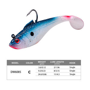 Esche Artificiali Swimbait per <span class=keywords><strong>Spigola</strong></span> e Luccio 9,5g 24,6g in Plastica Morbida a Forma di Anguilla con Amo e Testa Piombata Jig, <span class=keywords><strong>Esca</strong></span> T-Tail per Pesca - Product Image 5