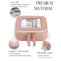 Étui cosmétique carré miniature avec logo personnalisé, fermeture éclair, pour femmes et filles, en PU transparent, petite trousse de maquillage portable, boîte de rangement cosmétique de voyage