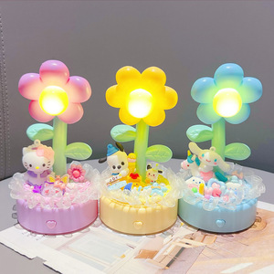 Kuromi Cinnamoroll My Melody Flower Night <b>Light</b> Plastic Led Tap Control Battery Operated Multicolored Round Design For Kids - Product Image 2