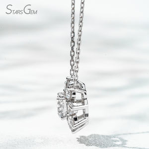 Starsgem Collier de diamants de laboratoire en or blanc 18 carats Collier de diamants de laboratoire ronds taille brillant - Product Image 3