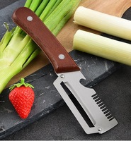 Professionele 3-in-1 roestvrijstalen handmatige groentejulienne-schiller met ergonomische houten handgreep OEM