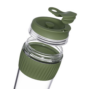 Özel Takeaway benzersiz renkli borosilikat cam seyahat kupa tasfiye içecek bardakları silikon kol ve kapak ile - Product Image 3