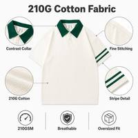 Polo de algodón 210G para hombre al por mayor con cuello en contraste, mangas de dos rayas, corte holgado transpirable, camiseta casual de verano