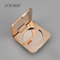 Boîtier vide pour poudre compacte dorée métallisée, palette de maquillage brillante pour le visage, palette carrée personnalisée pour contour et blush avec miroir
