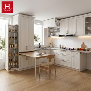 HAPPY HOUSES Set di Mobili da <span class=keywords><strong>Cucina</strong></span> Moderni Bianchi Stile Shaker Personalizzati con Tavolo da Pranzo Retrattile e <span class=keywords><strong>Dispensa</strong></span> Alta Estraibile per Appartamento - Product Image 1