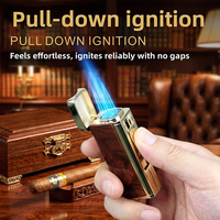 Briquet torche à 4 flammes JH de bonne qualité, briquet de poche au butane, briquet à gaz en métal et accessoires pour cigarettes