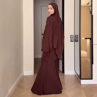 Ensemble de robes de vêtements islamiques à la mode R-421 tissu en jersey de qualité supérieure longueur de plancher élastique à manches longues élégant avec jupe