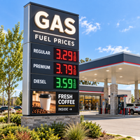 Panneau publicitaire de station-service durable avec écran LED, panneau extérieur résistant aux intempéries pour la publicité numérique des prix de carburant