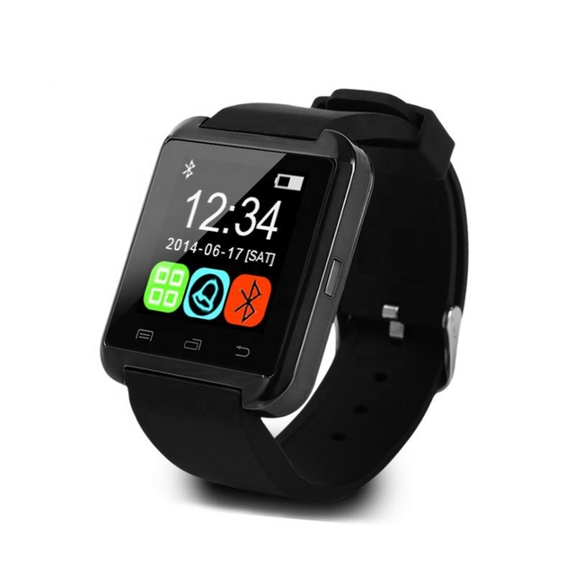 U8 Square TFT Smartwatch with IP67 Waterproof Alarm Clock Silica Gel Band Remote Control