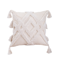 Housses de coussin décoratives en coton 100% antibactérien, brodées, style bohème marocain, à pompons, motifs floraux et géométriques, de luxe, vente en gros