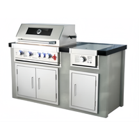Cuisine extérieure personnalisée en acier inoxydable, armoires de jardin, îlot de barbecue modulaire mobile avec évier, réfrigérateur, grilles à gaz