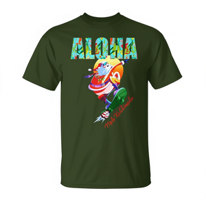 Camiseta navideña hawaiana con diseño de Papá Noel tropical Aloha Mele Kalikimaka - Product Image 2