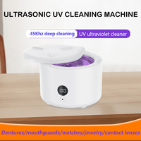 Nettoyeur dentaire ultrasonique professionnel 45 kHz avec lumière UV pour appareils de rétention, aligneurs, prothèses dentaires, protège-dents, bijoux, lunettes, 150 ml