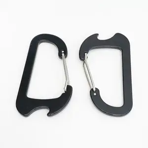 Wholesale Custom Logo Aluminum Climbing Multi-function Bottle Opener Carabiner D Type Hook Keychain