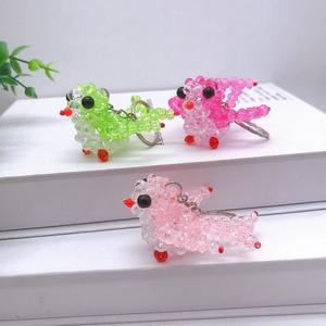 Llaveros al por mayor de cuentas de plástico multicolor, llaveros de coche personalizables con cuentas acrílicas transparentes de dibujos animados, dijes de bolso hechos a mano, llaveros de pájaros bonitos - Product Image 2