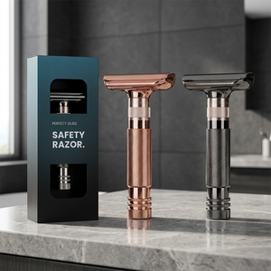 Poignée de sécurité confortable en bois/acier inoxydable, rasoir à double lame durable, finition antirouille, pour salon de coiffure - Product Image 3