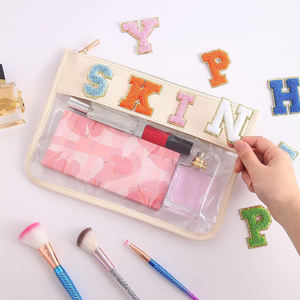 Özel Logo boyutu Pu deri kozmetik çantası fermuar temizle Pvc makyaj çantası toptan - Product Image 2