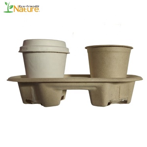 Bagazo biodegradable desechable compostable, caña <span class=keywords><strong>de</strong></span> azúcar, papel <span class=keywords><strong>de</strong></span> caña <span class=keywords><strong>de</strong></span> azúcar, soporte para taza <span class=keywords><strong>de</strong></span> café, bandeja <span class=keywords><strong>de</strong></span> transporte para 2/4 tazas - Product Image 4