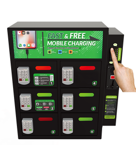 Modern Coin-operated Public Wall-mounted 6-door Self-coding Black Smart Mobile Phone Charging Storage Locker C-WB263 6-Door Desi - Product Image 3